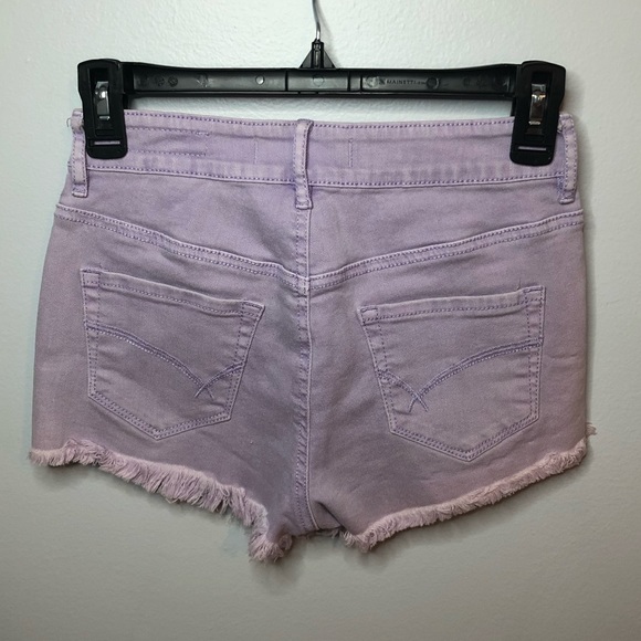 BullHead High Rise Purple Jean Frayed Shorts 1 Jr - Picture 5 of 7